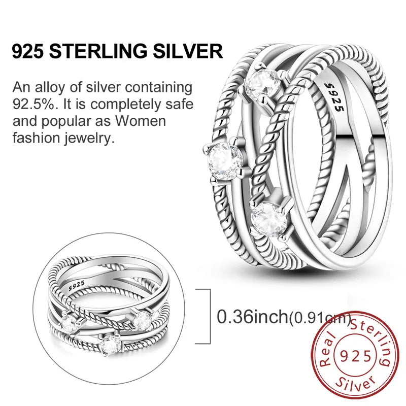 Rings Original 925 Sterling Silver Rings Bow Heart Sun Moon Star Zircon Rings For Women Jewelry Birthday Anniversary Gifts