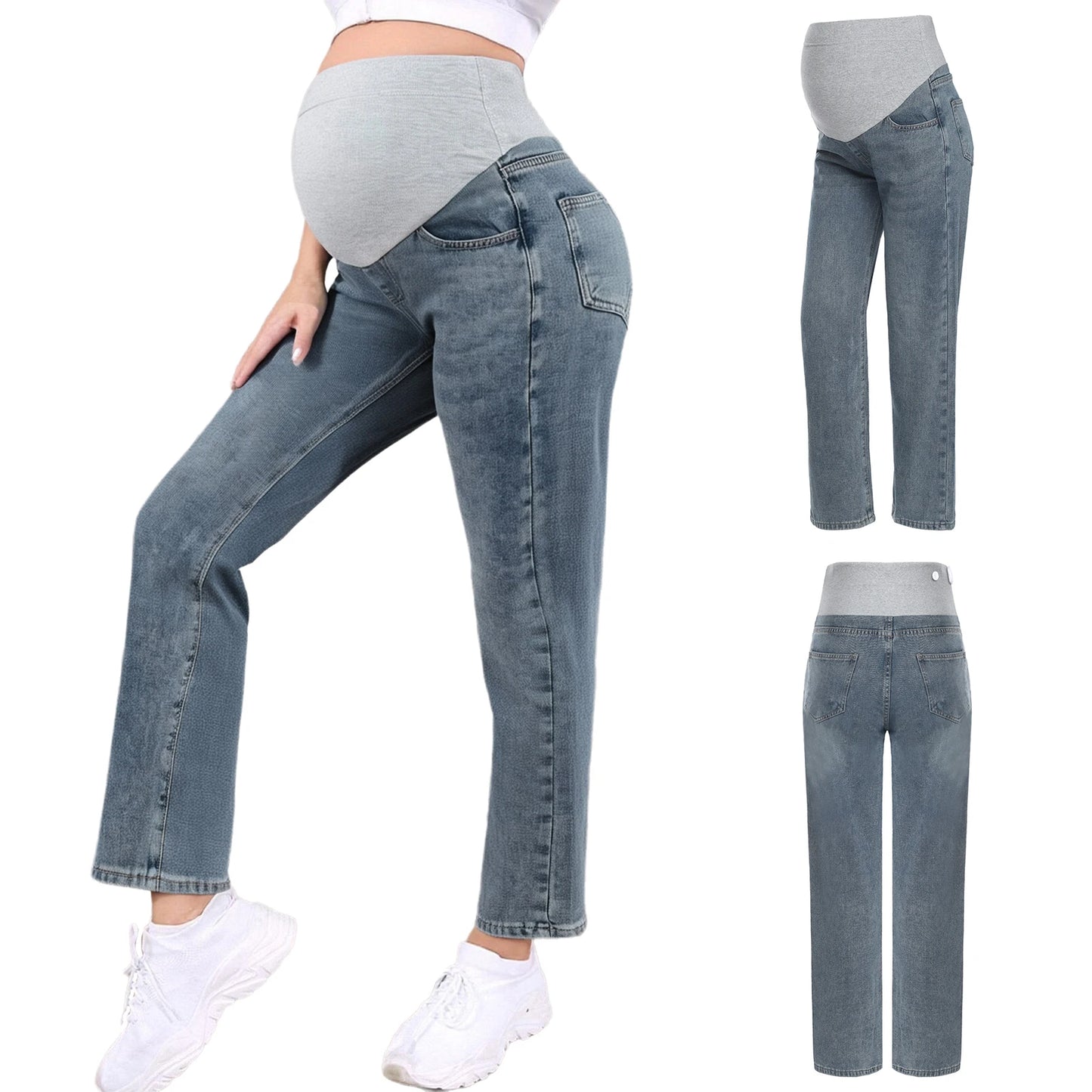 Pregnant Women Jeans High Waist Support Belly Maternity Hip Lifting Elastic Denim Pants Shorts for Daily Work Street Loungewear