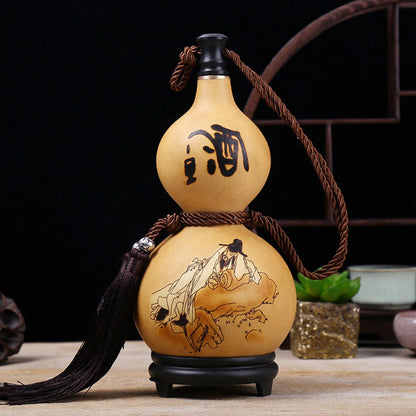 Natural Gourd Bottles with Lids Durable Gourd Shape Water Bottle Large Capacity for Camping Barbecue Fishing Hiking