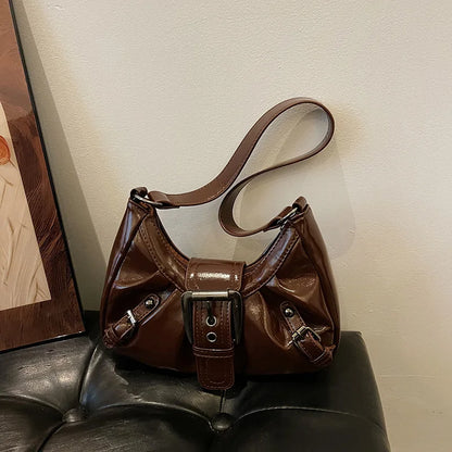 Y2K Retro Pleated Hobo Shoulder Bag for Women Hot Selling Maillard Style Underarm Bag Clutch Handbags for Travel Work Shopping