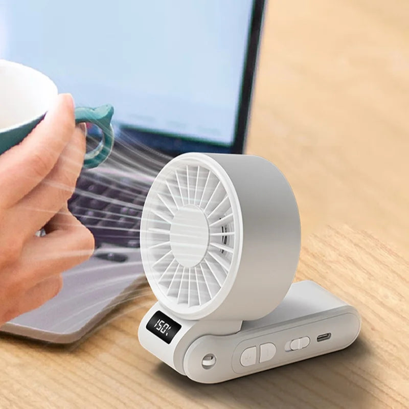 Lenovo 3-in-1 High-Speed Handheld Fan Portable Foldable 3-second Cooling 150 Wind Speeds LED Display with Lanyard For Outdoor