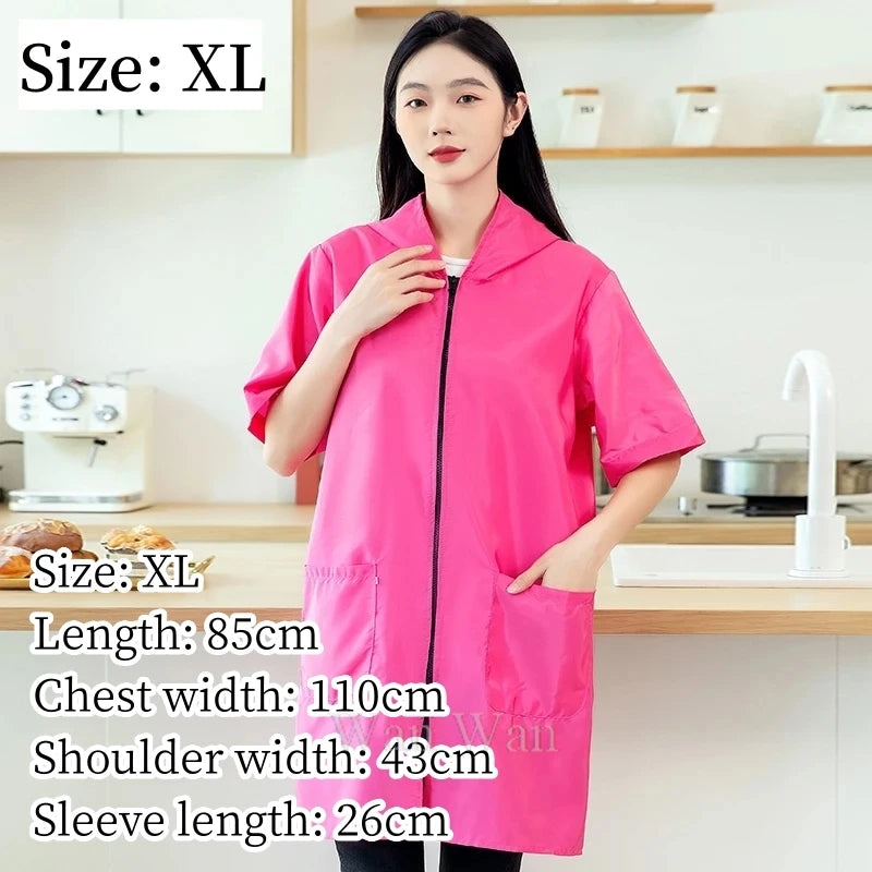 Pet Groomer Work Clothes Dog Grooming Uniform Short Sleeve Waterproof Gown New Black Beauty Salon Robe Barber Shop Apron Y1111