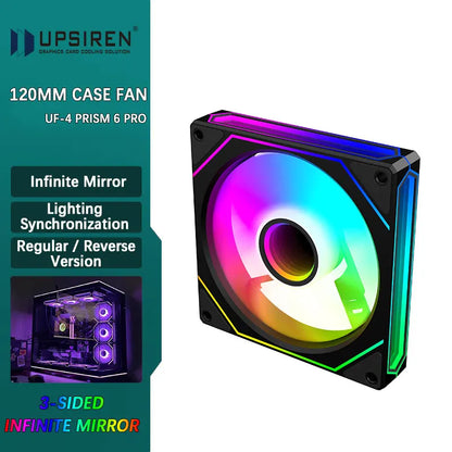 UPSIREN UF-4 Prism 6 PRO 120mm case fan 5V 3PIN motherboard light synchronization 4PIN PWM 3-sided infinity mirror 12CM
