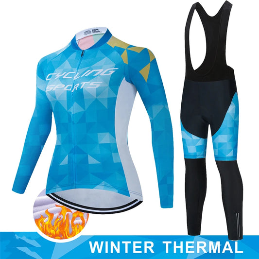 Women Winter Thermal Fleece Clothes 2026 Cycling Uniform Cycle Jersey Clothing Jerseys Pants Gel Bib MTB Jacket Suit Bike Outfit
