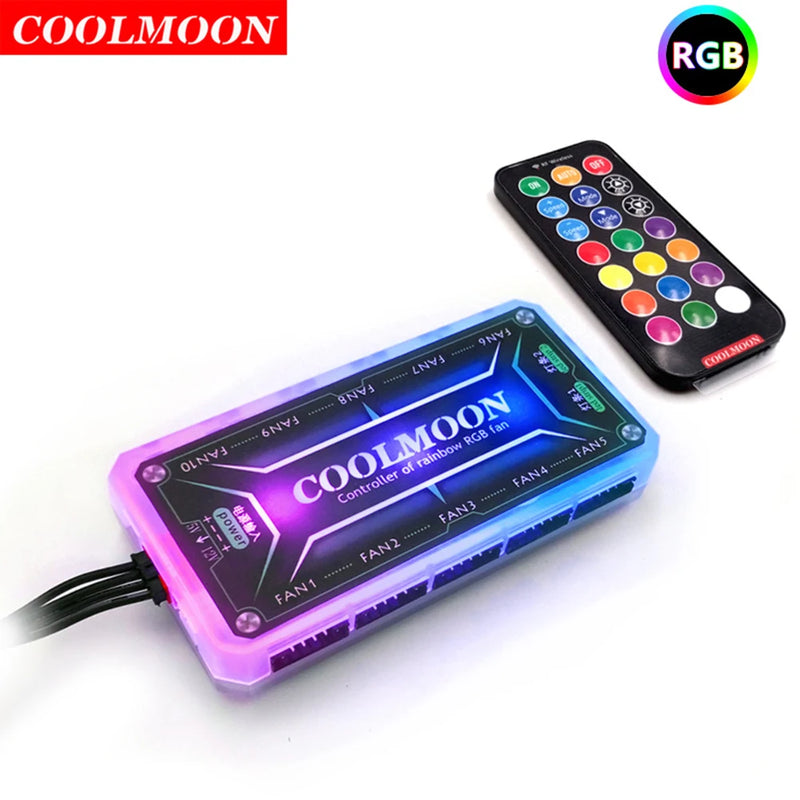 COOLMOON RGB Light Remote Controller DC 12V 5A LED Color Intelligent Controller LED Power Light-Emitting Side Panel for Desktop