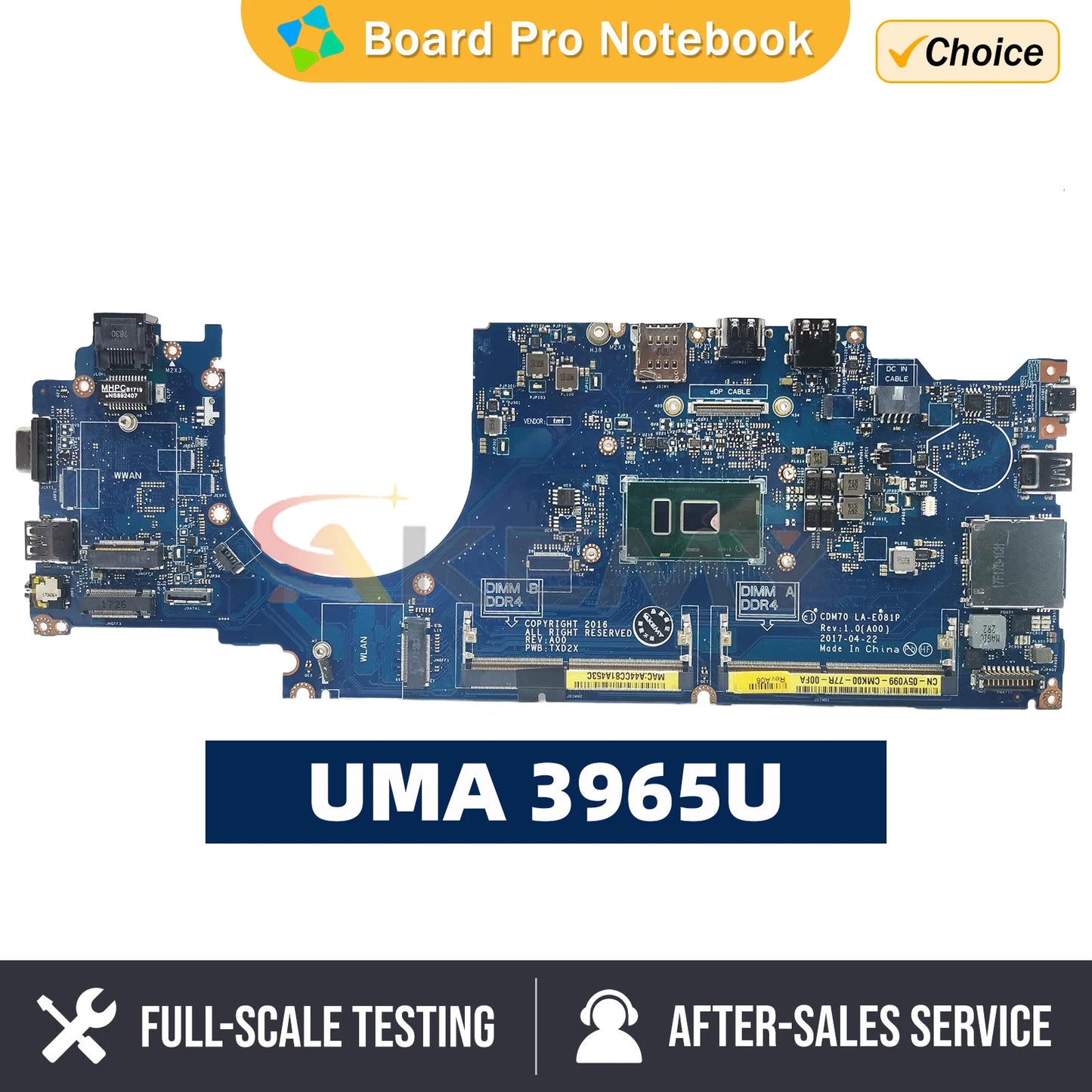 CDM70 LA-E081P For Dell Latitude 5480 E5480 Laptop Motherboard With i3-7100U CPU Notebook Mainboard 100% Fully Tested