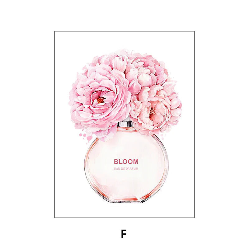 Fashion Makeup Pink Wall Art Women'S Perfume Canvas Painting Art Posters And Prints Home Decor Modern Sweet Flower Painting