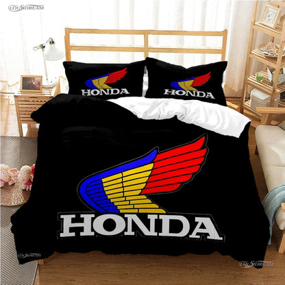 HRC-HONDA Motorcycle logo Duvet Cover Comforter Bedding sets Soft Quilt Cover and Pillowcases for Teens Single/Double/Queen/King