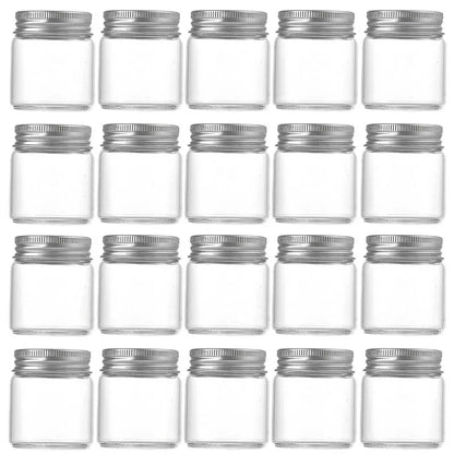 20Pcs 50ml Small Glass Jars With Aluminum Lids Medicines Can Food Sealed Container Candy Packing Jar Household Kitchen Bottles