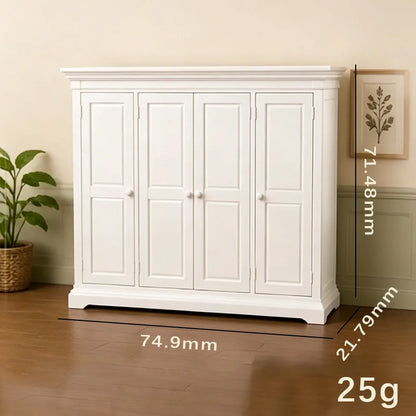 All White Bedroom Furniture Set, Dollhouse Mini Bed Wardrobe Dresser Nightstand Kit, Classic Bedroom Prop for OB11DioramaLayout