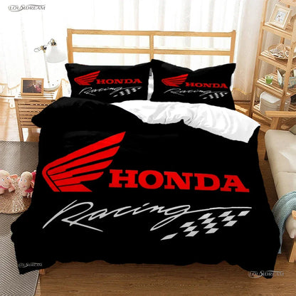 HRC-HONDA Motorcycle logo Duvet Cover Comforter Bedding sets Soft Quilt Cover and Pillowcases for Teens Single/Double/Queen/King