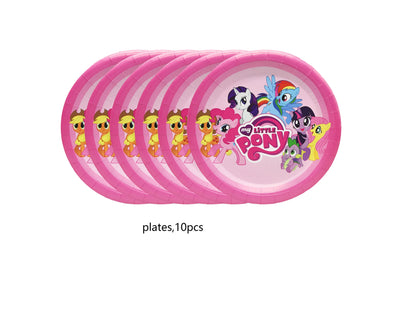 My Little Pony themed children's birthday party supplies, girls' first birthday tablecloth, tableware, paper cups, flag-raising