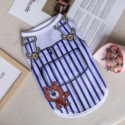 Cartoon Print Pet Clothes for Small Dogs Summer Quick Drying Kitten T Shirt Non Wrinkle Yorkshire Vest  Colorfast Pet Clothing