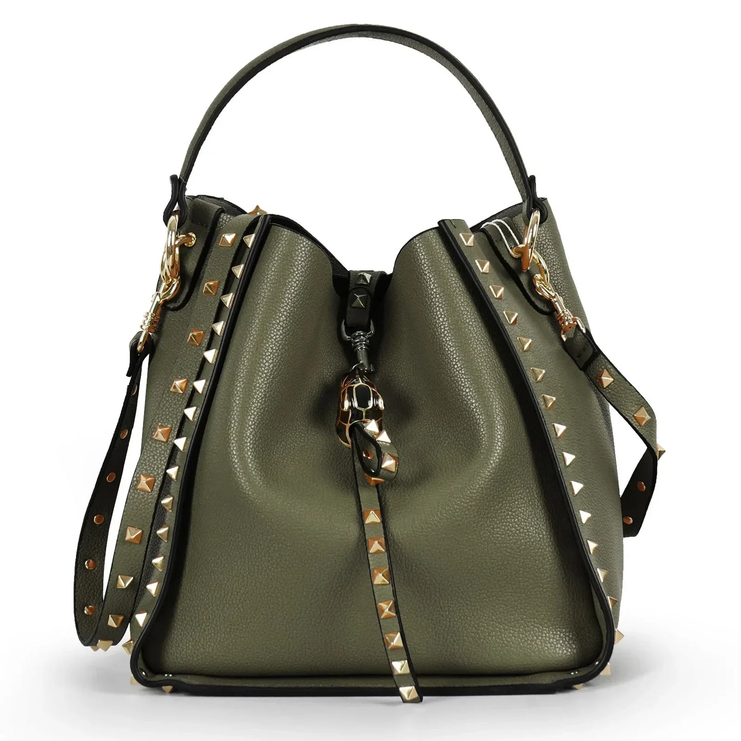 Hot Sale Women's Bucket Bag High Quality Genuine Leather Handbags Ladies Fashion Rivet Shoulder Bag Female Casual Tote 2026