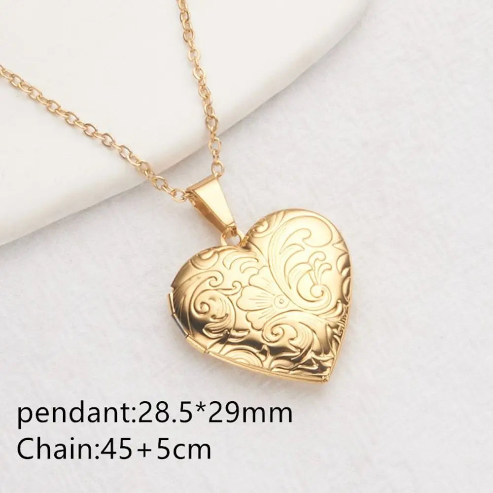 Openable Photo Picture Locket Necklace DIY Necklace Valentine's Day Heart Locket Necklace Friendship Necklace