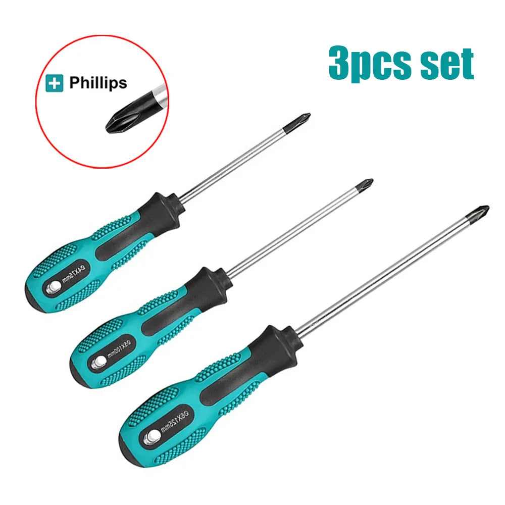 3-piece Phillips screwdriver set (4mm + 5mm + 6mm), for home installation and disassembly, and for vehicle screws.