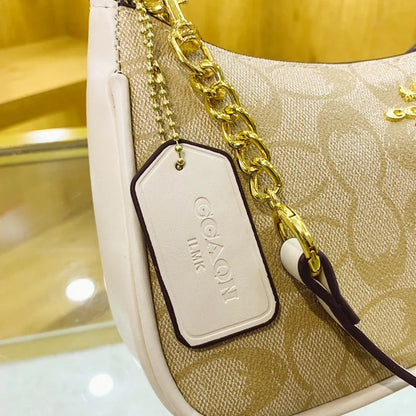 Women's Chain Bags PVC Geometric Print Handbag Shoulder Crossbody Bag Women's Underarm Bag Suitable For Daily Outfit Matching