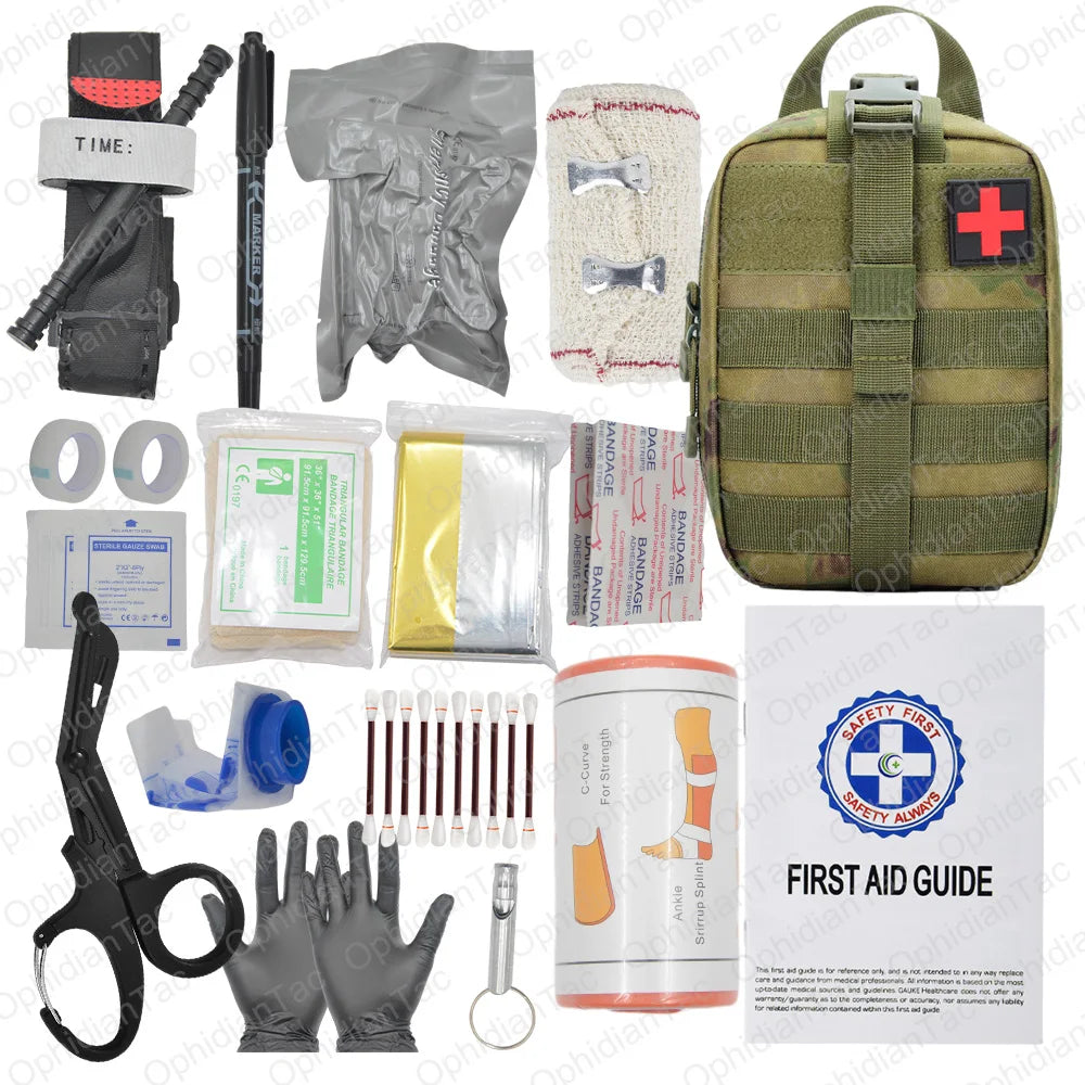 17 Piece First Aid Kit IFAK Emergency Tourniquet Chest Seal Survival Gear and Equipment Belt Molle Car Travel Hiking
