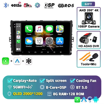 Android 16 Car Radio GPS Navigation QLED Carplay Auto Multimedia Stereo Player For Volkswagen VW Polo Plus Jetta MK7 T6 Passat
