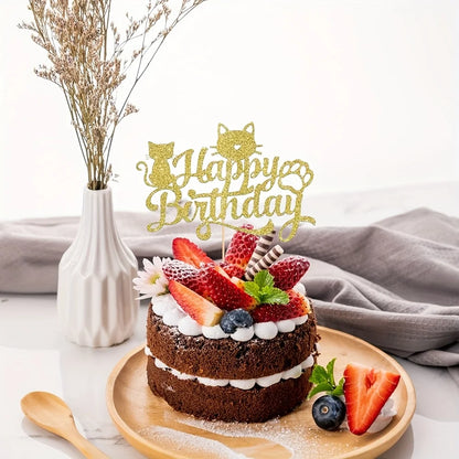 2Pcs Festive Cat Themed Cake Decorating Supplies Set: Adorable Cat Cake Topper, Decorations for Halloween,Christmas Celebrations