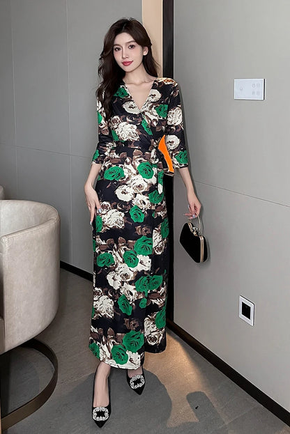 ZAROY Women Wrap Long Dress Summer Sexy V Neck Side Split Party Club Dress Chic Streetwear Elegant Evening Slim Beach Vestidos