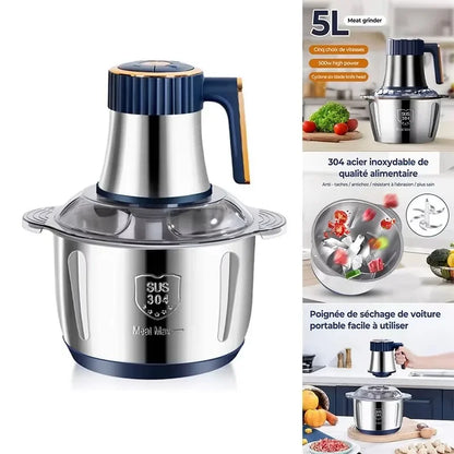5L EU Electric Food Grinder Multifunctional Vegetable Chopper Blender Large Capacity Meat Mincer for Household Cooking