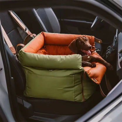 Pet Outing Lathe Luxury Faux Leather Dog Car Seat/Cat Car Bed/Booster Bed Pet Booster Car Seat Dog Comfortable Cat Travel Bed