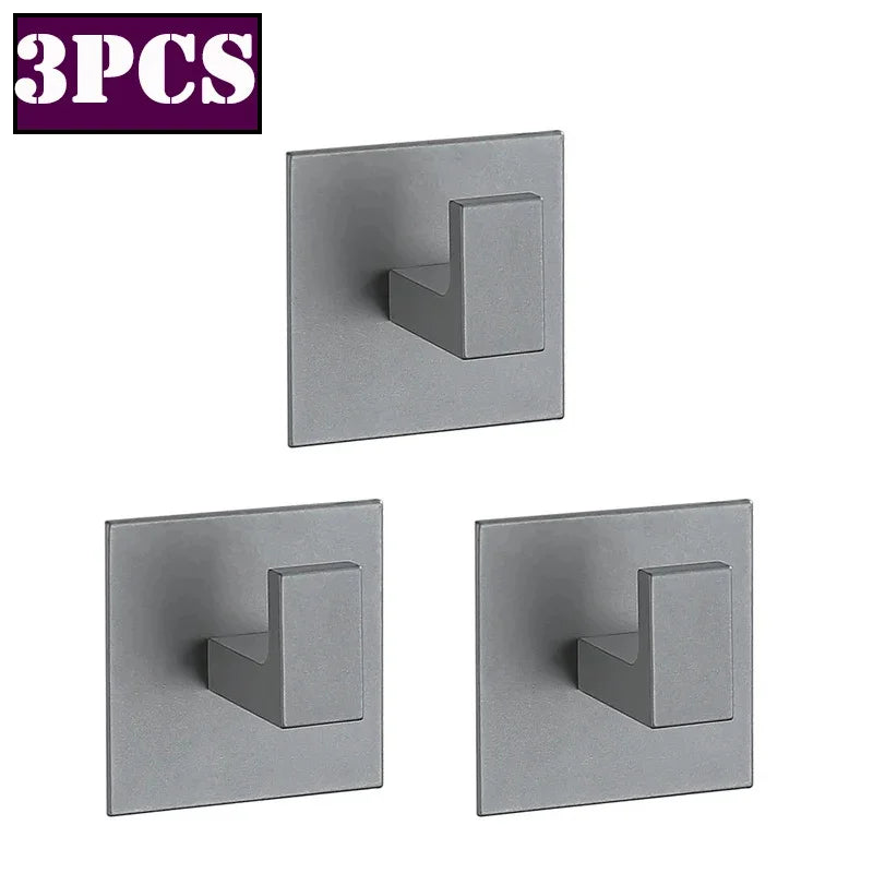 4/1pcs Bathroom Adhesive Wall Black Robe Hooks Towel Hook Coat Holder Keys Clothes Hanger Bathroom Kitchen Hardware Accessories