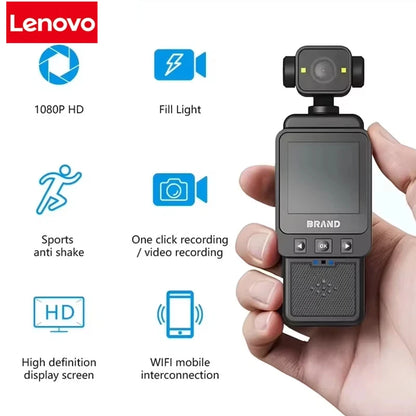 Lenovo Portable Recorder Action Camera with Front LCD Touch Rear Screens 4K 1080P Waterproof Video Camera 180° Screen Rotation