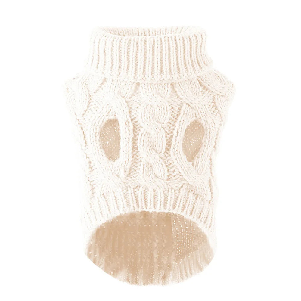 New Pet Small Pet Dog Clothes Sweater Fashion Autumn Winter Solid Fried Dough Twists Knitting Warm Comfort Clothing Wholesale