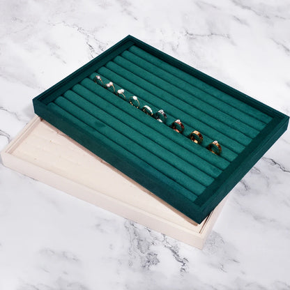 Velvet Jewelry Display Tray Exquisite Portable Jewelry Holder For Ring Earrings Necklace Classification Organizer Storage Case