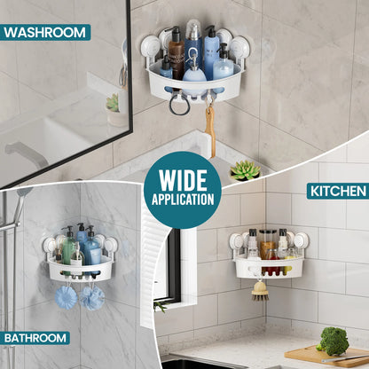 TAILI Corner Shower Caddy Suction Cup No-Drilling Removable Shower Caddy Basket Powerful Suction Bathroom Shower Shelf Organizer