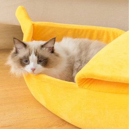 Banana Cat Bed House Funny Cute Cozy Cat Mat Beds Durable Warm Portable Pet Basket Kennel Dog Cushion Cat Supplies Multicolor