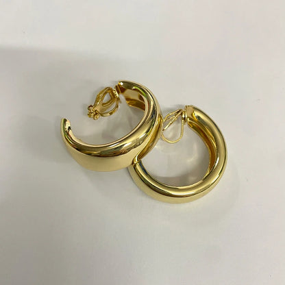 3.5 Cm Big Ball No Pierced Earclips Fashion Temperament Gold Plated Exaggerated Striped Round Clip Earrings for Women Party