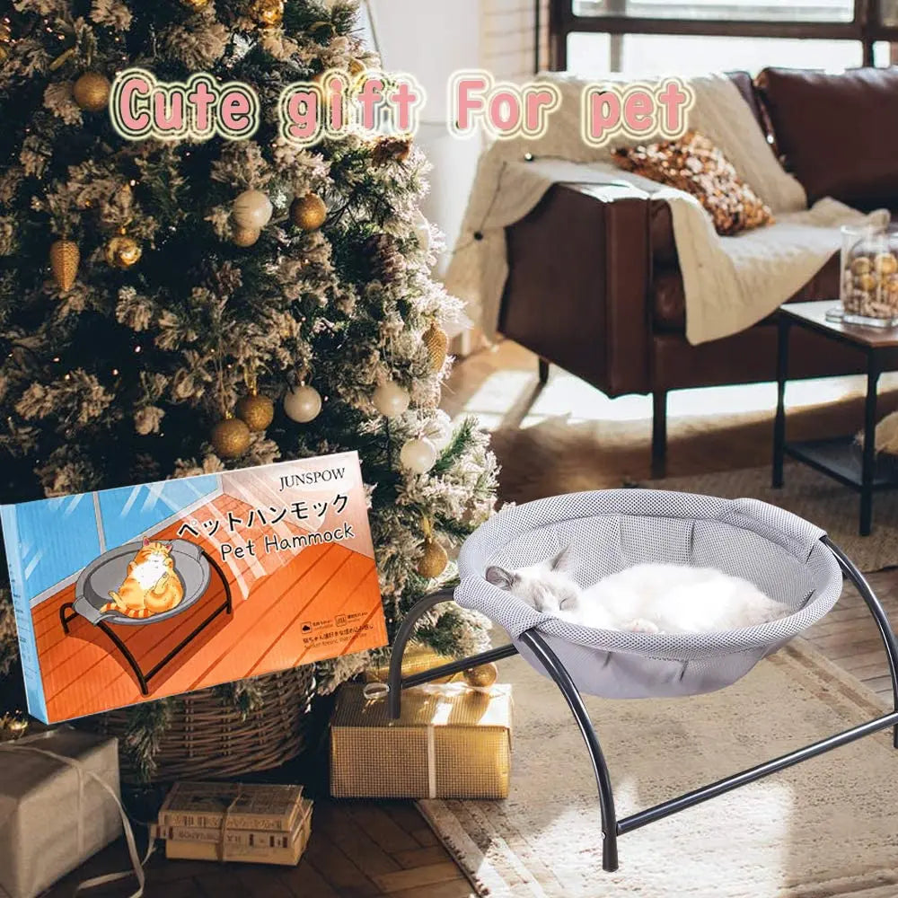 Cat Dog Bed Pet Hammock Bed Free-Standing Cat Sleeping Cat Bed Pet Supplies Whole Wash Detachable Easy Assembly Indoors Outdoors