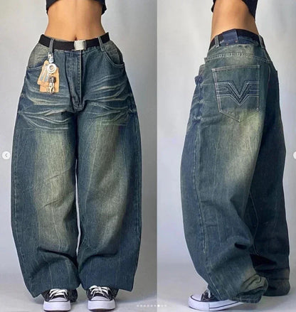 Street Y2K New Fashion Trend Clearance Spot Special Straight Jeans Women Harajuku Hip Hop Oversized Wide-leg Pants Unisex Jeans