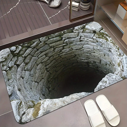 3D Visual Polyester Cloth Floor Mat for Household Bathroom Door, Absorbent and Non Slip Foot Mat, Easy To Maintain
