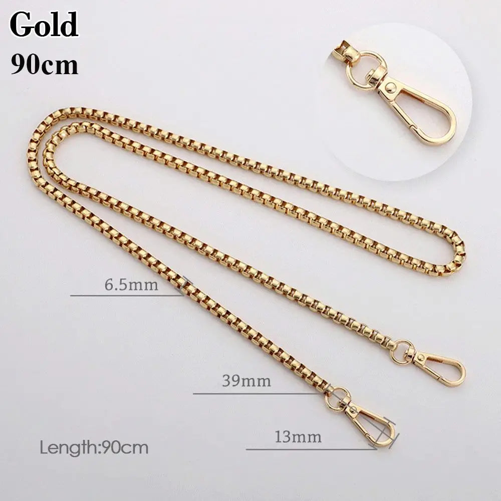 40/60/90cm Metal Chain Shoulder Bag Strap Handbag Handles DIY Purse Replacement Long Beaded Chain Shoulder Bag Straps Chain Belt