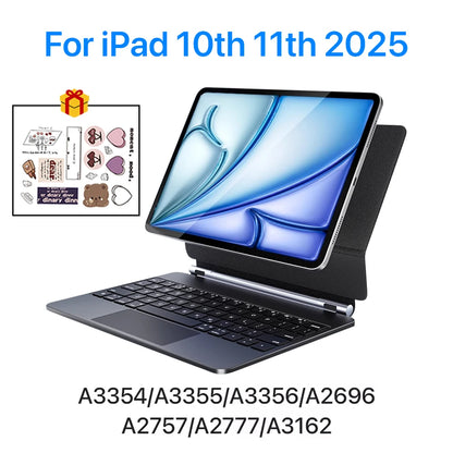New Magic Keyboard For iPad 11th A16 Air 6 2025 iPad Case Pro 13 12.9 11 iPad 7 8 9 10th Gen Air4 5 10.9 Spanish Hebrew Keyboard