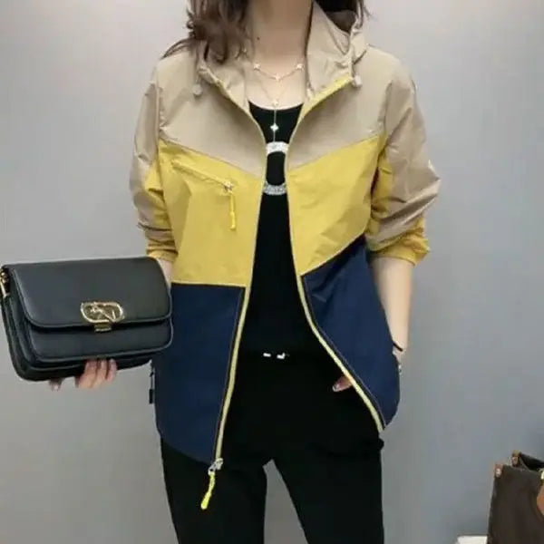Fashionable Color-blocking Breathable Protective Clothing for Women in Summer New Korean Version Loose Casual Style Thin