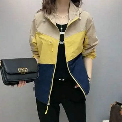 Fashionable Color-blocking Breathable Protective Clothing for Women in Summer New Korean Version Loose Casual Style Thin