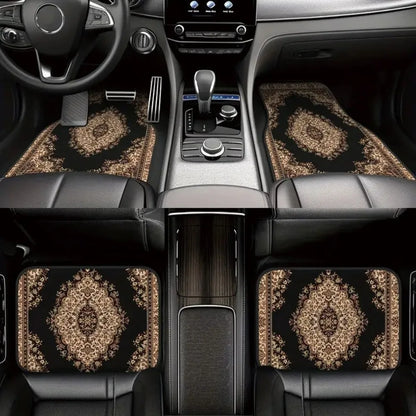 4Pcs Durable Bohemian Car Floor Mats Anti-slip Dirty Resistant Persian Carpet Car Decoration Heavy Duty Car Floor Protector Rugs