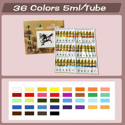 Marie's Chinese Painting Pigment 12/24/36 Colors 5ml/Tube,Watercolor Sumi Painting for Adults,Gift for Thanksgiving&Christmas