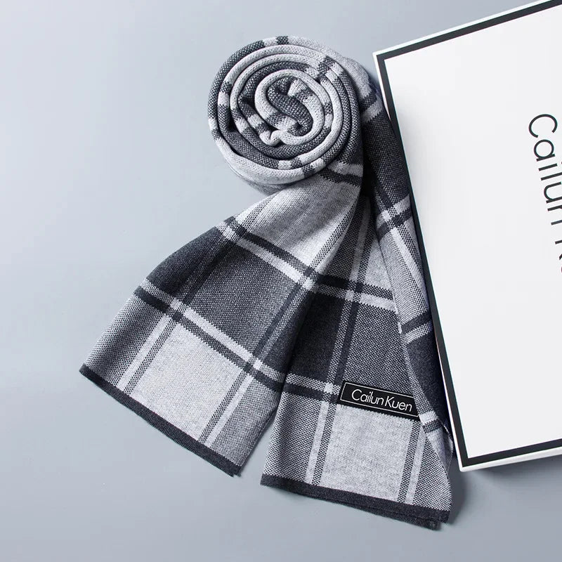 High Quality Wool Men Scarf Autumn Winter Classic Business Thermal Muffler Male Soft Korean Version Long Thick Warm Shawl No Box