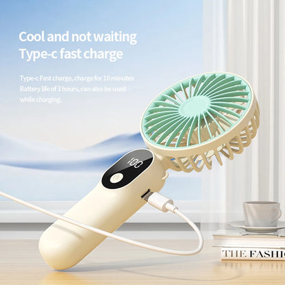Portable MiNi USB Fan with 6 Speeds and Digital Display Foldable 3-in-1 Handheld Neck and Desktop Fan for Trave Outdoor
