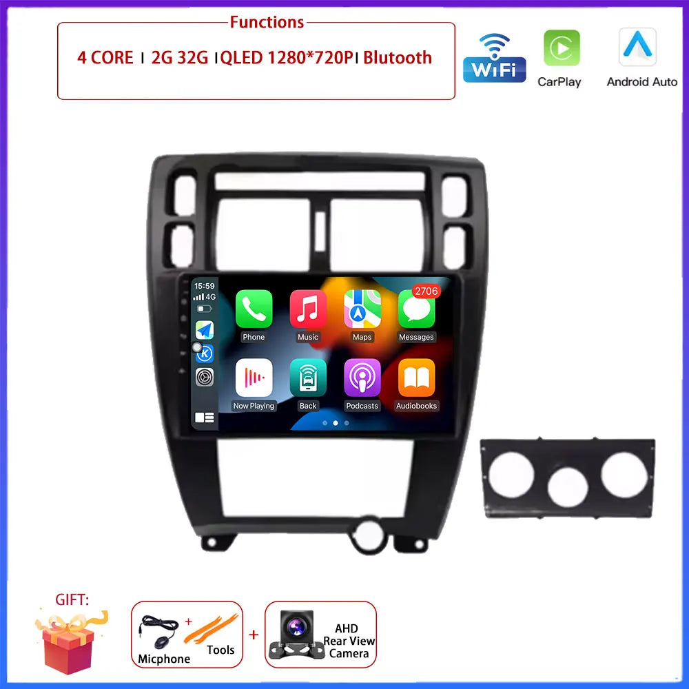 Player GPS Navigation Carplay Auto Android 16 For Hyundai Tucson 2004 -2009 Car Radio Multimedia Stereo Video