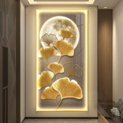 Led Light  Decorate living room dining room  orridor Bedroom staircase Simple Modern Hanging Painting Mural Ginkgo Mural Lamp