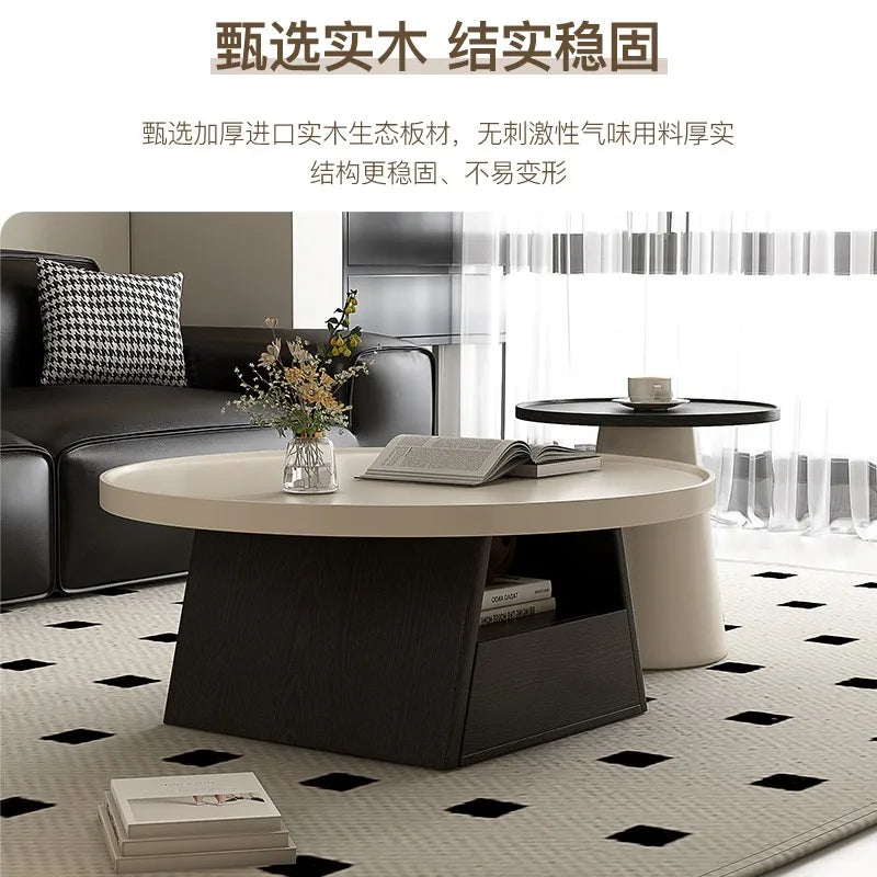 Middle-aged Style Coffee Table Modern Simple Living Room Home New Style Light Luxury High-end Small Apartment Round Coffee Table