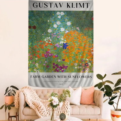 Gustav Klimt Flower Garden Sunflowers Cartoon Tapestry Art Science Fiction Room Home Decor Art Home Decor