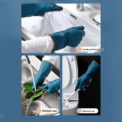 2/4 Pairs Waterproof Gloves with Fleece Thicked Cleaning Gloves Household Bathroom Kitchen Hands Protection Gloves Cleaning Tool